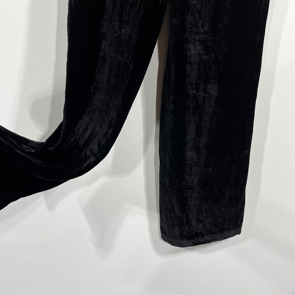 Reformation Black Velvet Silk Wide Leg High Rise Trousers Belt Loops‎ Womens 0 - Picture 4 of 16